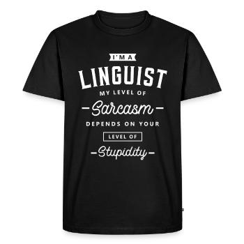 Linguist Funny Job Title Profession Birthday - Men's Premium Organic T-Shirt - black - Front - Nico (187cm)