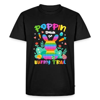 Poppin Down The Rabbit Trail Lapin avec oeuf de Pâques - T-shirt Premium bio Homme - noir - Devant - Nico (187cm)