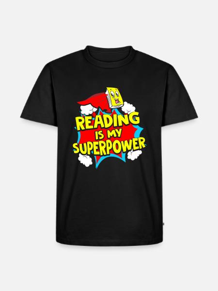 Reading Is My Superpower - Männer Premium Bio T-Shirt - Schwarz