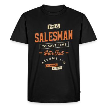 Vendeur Drôle Titre d’emploi Profession Anniversaire - T-shirt Premium bio Homme - noir - Devant - Nico (187cm)