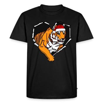 Bouchon perforé déchiré par une fissure de tigre - T-shirt Premium bio Homme - noir - Devant - Nico (187cm)