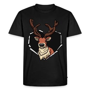 Torn Reindeer Torn Hole Heart Reindeer Face - Men's Premium Organic T-Shirt - black - Front - Nico (187cm)