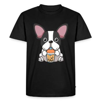 Bubble Milk Tea Bulldog drinks Boba tea - Men's Premium Organic T-Shirt - black - Front - Nico (187cm)