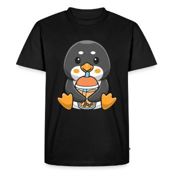 Bubble Milk Tea Penguin drinks Boba Milk Tea - Men's Premium Organic T-Shirt - black - Front - Nico (187cm)