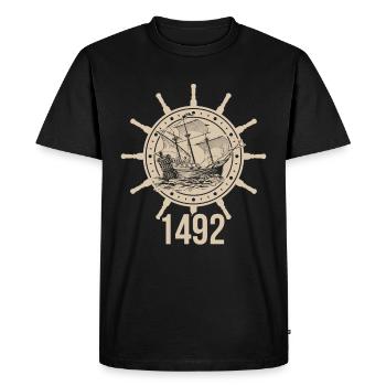 Jour de Christophe Colomb - T-shirt Premium bio Homme - noir - Devant - Nico (187cm)