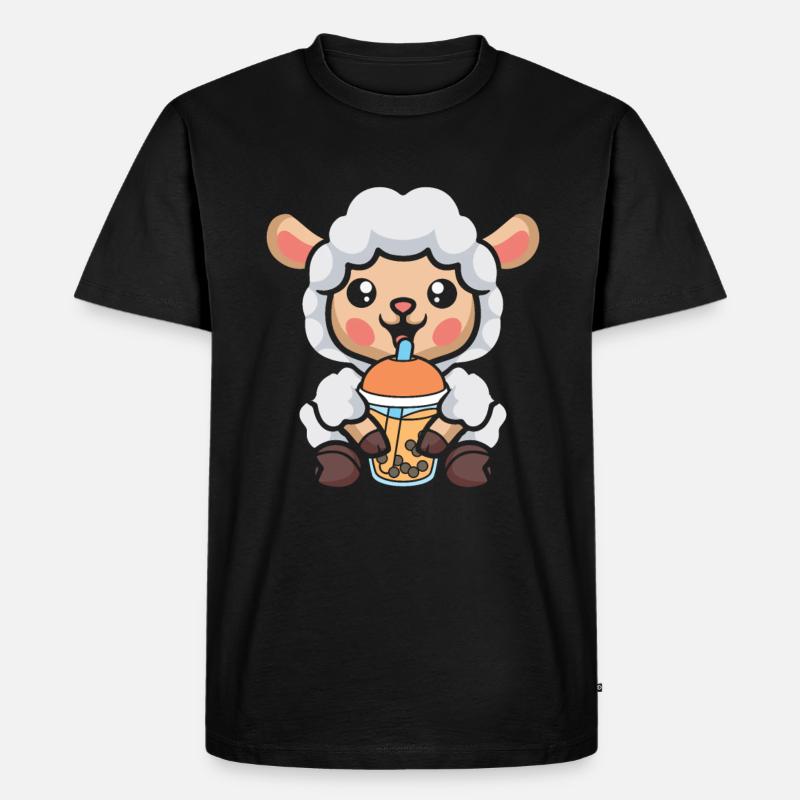 Bubble Tea Schaf - Männer Premium Bio T-Shirt - Schwarz