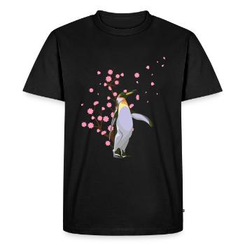 Pingouin de cerisier en fleurs de Sakura japonaise - T-shirt Premium bio Homme - noir - Devant - Nico (187cm)