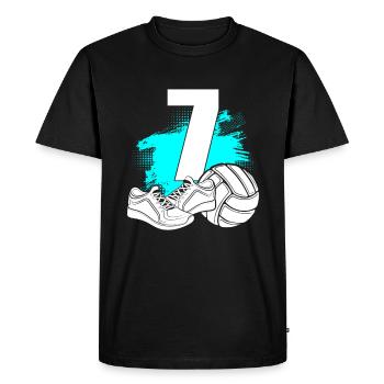 Volleyball 7 Years Old Volleyball Player 7th Birthday - Men's Premium Organic T-Shirt - black - Front - Nico (187cm)