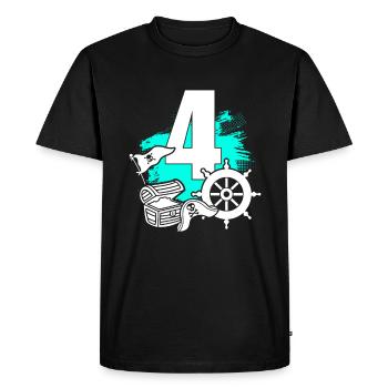 Pirate 4 ans pirates trésor 4ème anniversaire - T-shirt Premium bio Homme - noir - Devant - Nico (187cm)