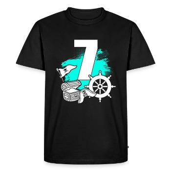 Pirate 7 ans pirates trésor 7ème anniversaire - T-shirt Premium bio Homme - noir - Devant - Nico (187cm)