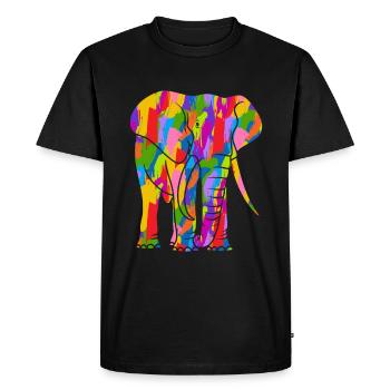 Elephant Colorful Vintage Rainbow Retro Elephant - Men's Premium Organic T-Shirt - black - Front - Nico (187cm)