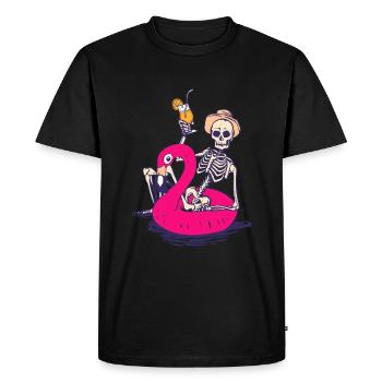 Skeleton Cocktail Flamingo Été - T-shirt Premium bio Homme - noir - Devant - Nico (187cm)