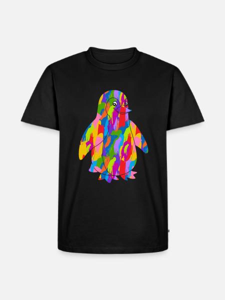 Pinguin Bunt - Männer Premium Bio T-Shirt - Schwarz