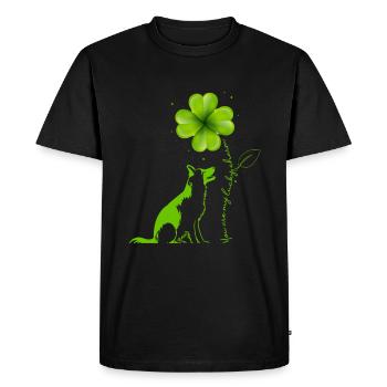 Tu es mon porte-bonheur Berger Chien Cloverleaf - T-shirt Premium bio Homme - noir - Devant - Nico (187cm)