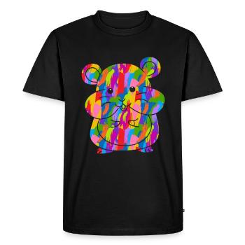 Hamster Coloré Vintage Rainbow Retro Rongeur - T-shirt Premium bio Homme - noir - Devant - Nico (187cm)