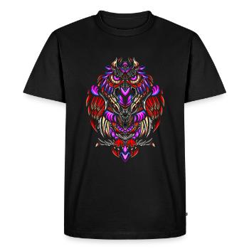Hibou Rétro - T-shirt Premium bio Homme - noir - Devant - Nico (187cm)