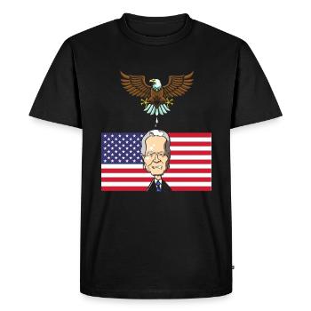 Biden Bird Poops Usa Drapeau américain - T-shirt Premium bio Homme - noir - Devant - Nico (187cm)