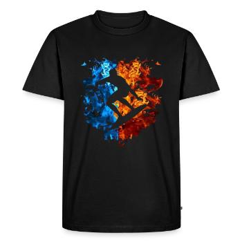 Surfing Red Blue Fire Surfer Sport Surfboard - Men's Premium Organic T-Shirt - black - Front - Nico (187cm)