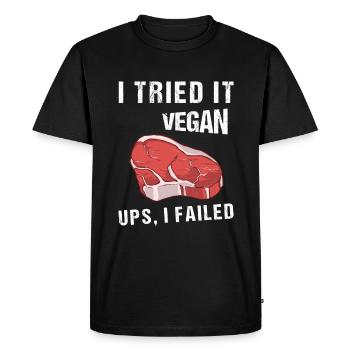 Je l’ai essayé Vegan Ups J’ai échoué Vegan Végétarien - T-shirt Premium bio Homme - noir - Devant - Nico (187cm)