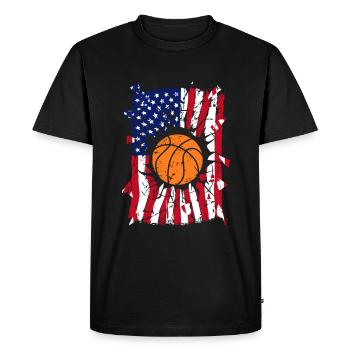 Drapeau de Basketball USA - T-shirt Premium bio Homme - noir - Devant - Nico (187cm)
