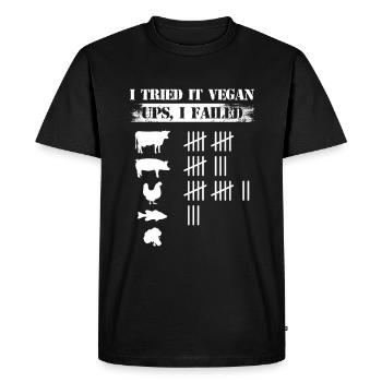 Je l’ai essayé Vegan Ups J’ai échoué Vegan Végétarien - T-shirt Premium bio Homme - noir - Devant - Nico (187cm)