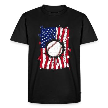Baseball Torn USA Flag Joueur de baseball - T-shirt Premium bio Homme - noir - Devant - Nico (187cm)