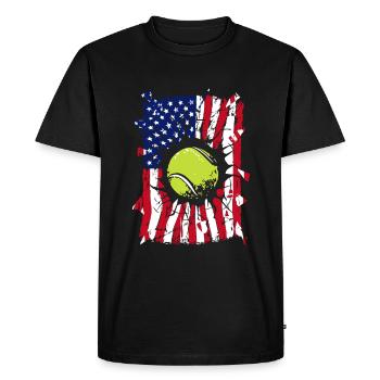 Tennis USA Drapeau - T-shirt Premium bio Homme - noir - Devant - Nico (187cm)