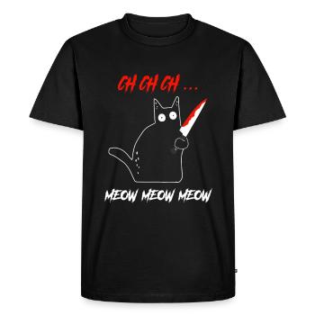 CH CH CH Meow Meow Meow Couteau de chat noir - T-shirt Premium bio Homme - noir - Devant - Nico (187cm)