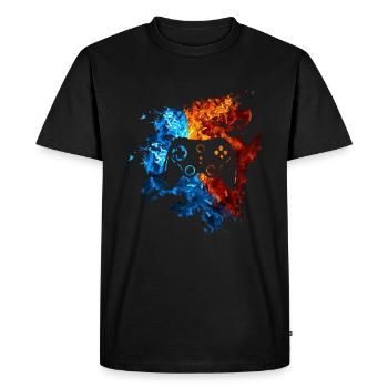 Game Controller Red Blue Fire Play Video Games - Men's Premium Organic T-Shirt - black - Front - Nico (187cm)
