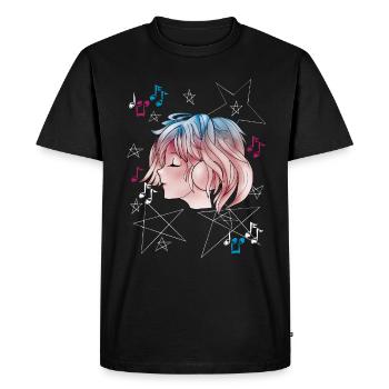Manga Girl avec Casque Anime - T-shirt Premium bio Homme - noir - Devant - Nico (187cm)
