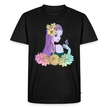 Manga Girl Anime Fille Papillon - T-shirt Premium bio Homme - noir - Devant - Nico (187cm)