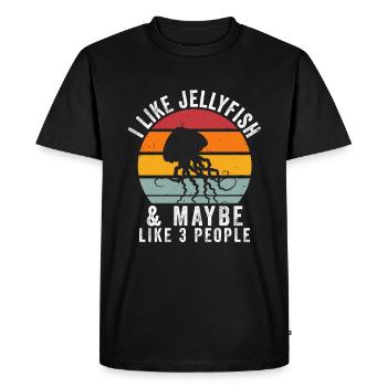 J’aime les méduses et peut-être comme 3 personnes - T-shirt Premium bio Homme - noir - Devant - Nico (187cm)