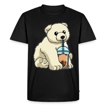 Polar bear drinks bubble tea - Men's Premium Organic T-Shirt - black - Front - Nico (187cm)