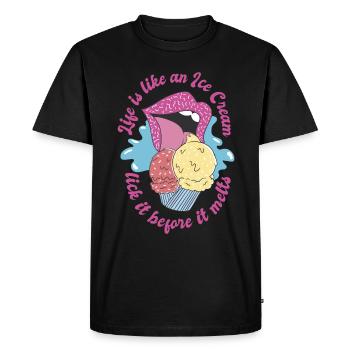 Crème glacée avec les lèvres et la langue - T-shirt Premium bio Homme - noir - Devant - Nico (187cm)