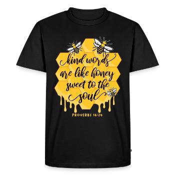 Citation biblique chrétienne - T-shirt Premium bio Homme - noir - Devant - Nico (187cm)