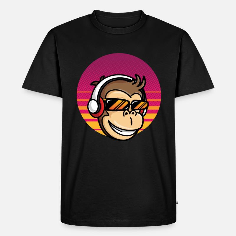 Monkey DJ Monkey avec casque - T-shirt Premium bio Homme - noir