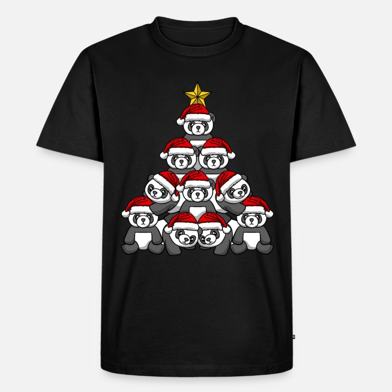 Arbre de Noël Panda - T-shirt Premium bio Homme - noir