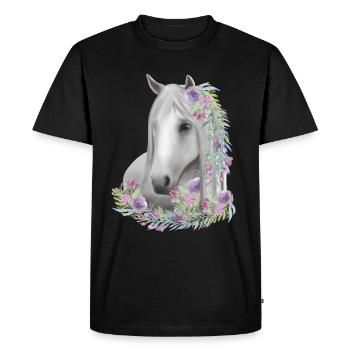 Riding Horses Girls - Men's Premium Organic T-Shirt - black - Front - Nico (187cm)