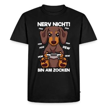 Nerf pas je suis au jeu Gaming Dachshund chien - T-shirt Premium bio Homme - noir - Devant - Nico (187cm)
