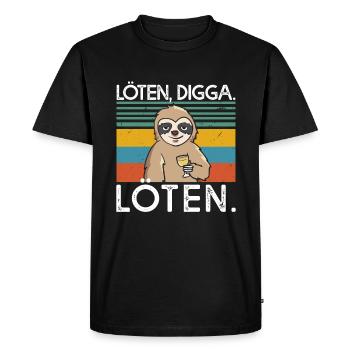 Soldering Digga Soldering Wine Drinker Wine Sloth - Men's Premium Organic T-Shirt - black - Front - Nico (187cm)