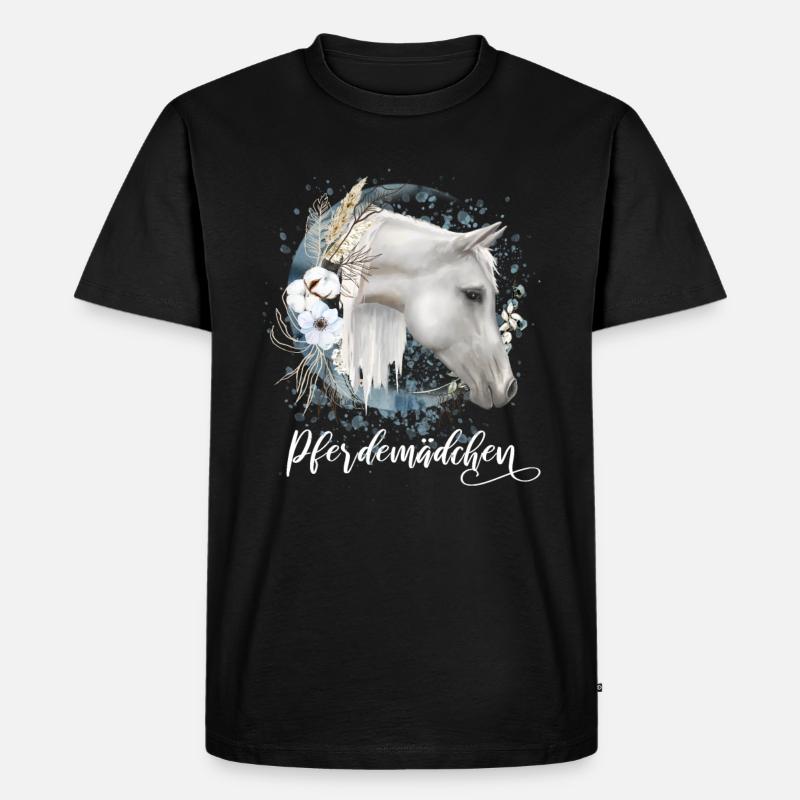 Pferdemädchen Pferde Geschenk Mädchen - Männer Premium Bio T-Shirt - Schwarz