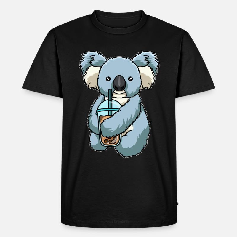 Koala trinkt Bubble Tea - Männer Premium Bio T-Shirt - Schwarz