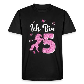 Geburtstag Mädchen 5 Jahre Pferd Prinzessin - Männer Premium Bio T-Shirt - Schwarz - Vorne - Nico (187cm)