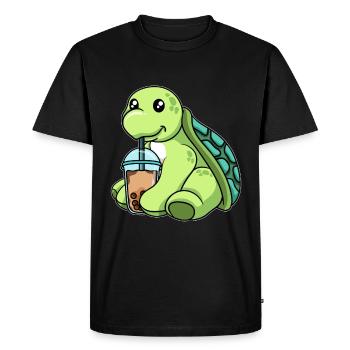 Turtle boit du thé à bulles - T-shirt Premium bio Homme - noir - Devant - Nico (187cm)