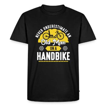 Never Underestimate An Old Man On A Handbike - Men's Premium Organic T-Shirt - black - Front - Nico (187cm)