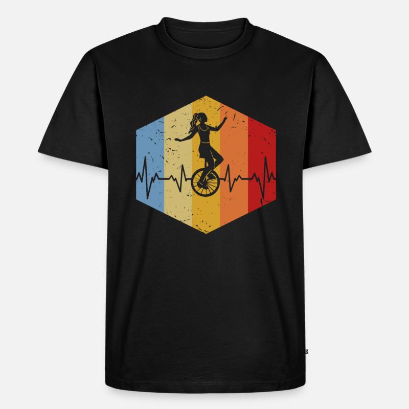 Herzschlag Einradfahrer - Männer Premium Bio T-Shirt - Schwarz