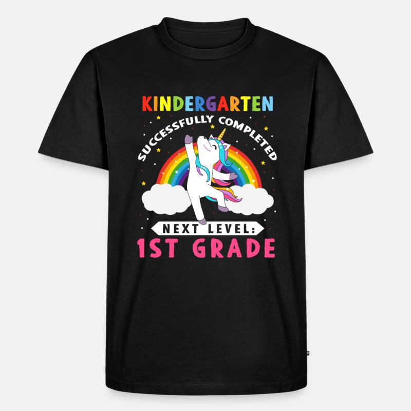Kindergarten Successfully Completed Einhorn - Männer Premium Bio T-Shirt - Schwarz