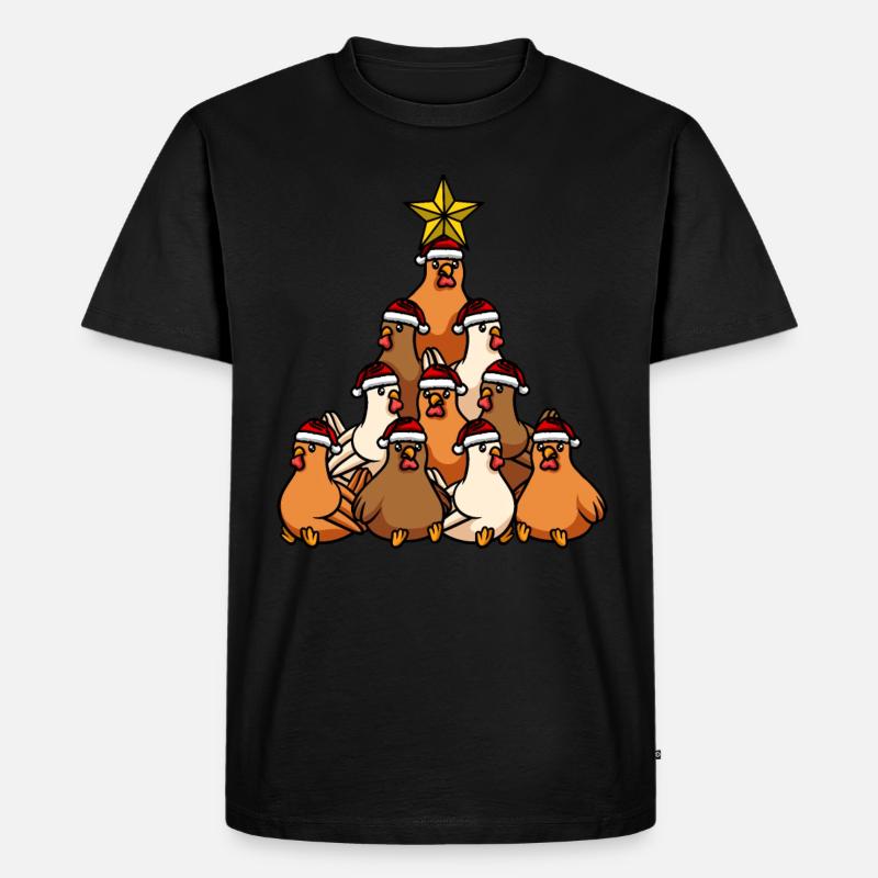 Weihnachtsbaum Huhn - Männer Premium Bio T-Shirt - Schwarz