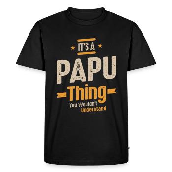 Mens It's a Papu Thing Funny Dad Grandpa - Men's Premium Organic T-Shirt - black - Front - Nico (187cm)