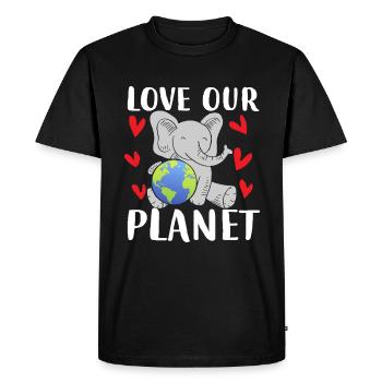 Love Our Planet Elephant Earth - Men's Premium Organic T-Shirt - black - Front - Nico (187cm)